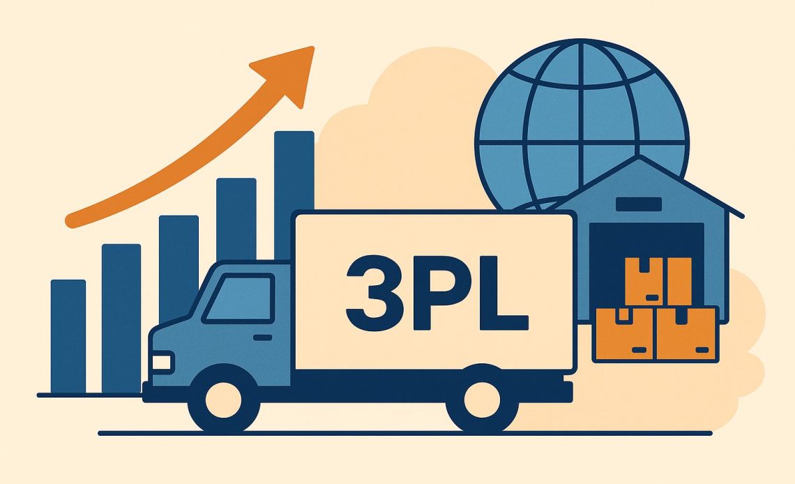 Warehouse shelves with pallets and forklifts illustrating efficient 3PL logistics solutions