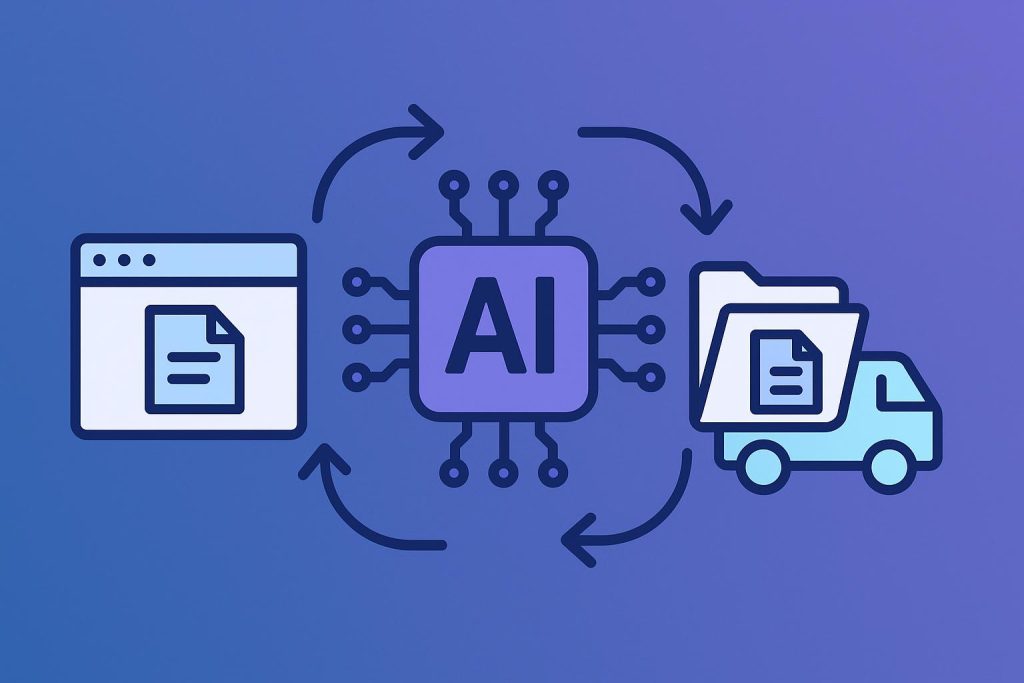 Dashboard interface streamlining management of AI-generated files from creation to delivery