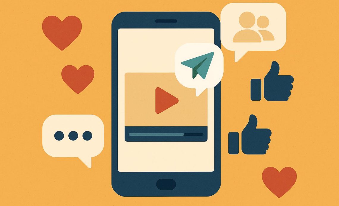 Social media sharing concept illustration representing digital word-of-mouth recommendations