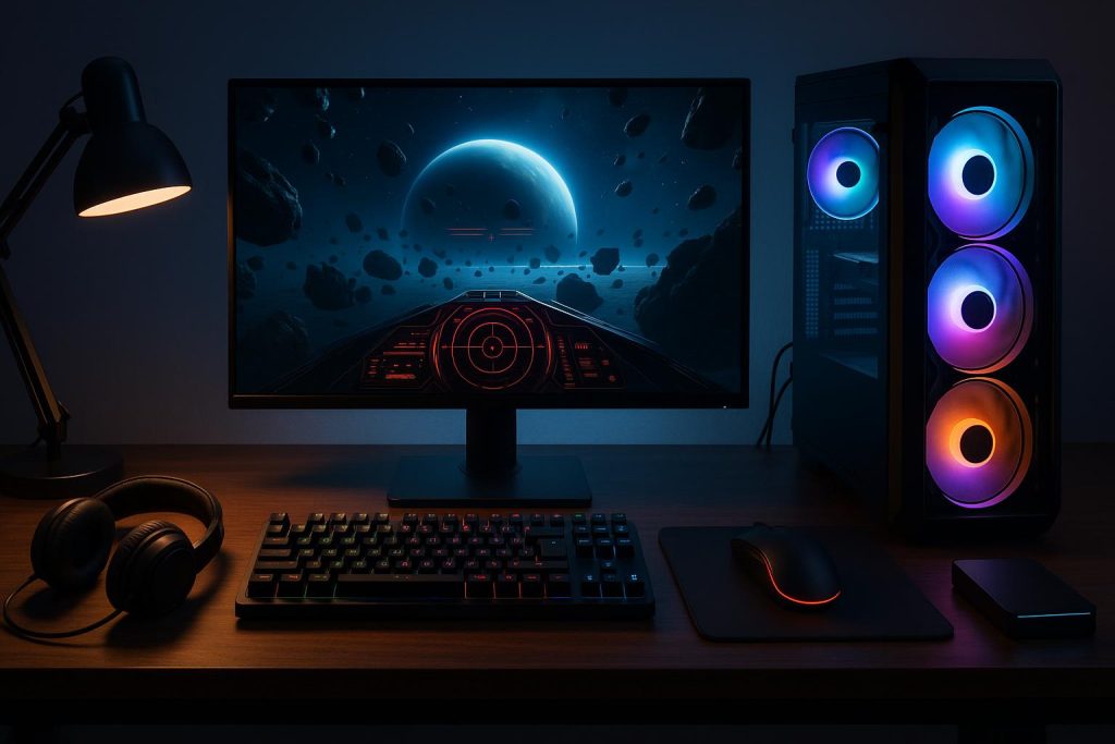 High-performance gaming setup with accessories for efficient, streamlined gaming sessions