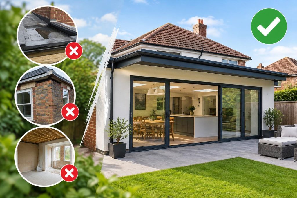 Modern single storey house extension in Essex showcasing common design and construction features