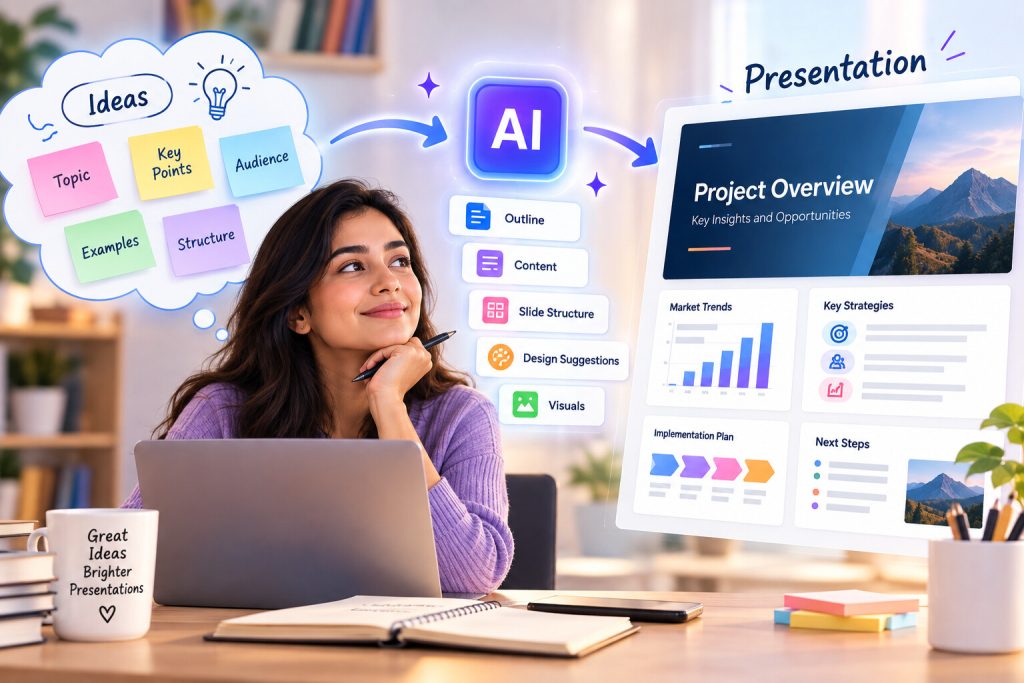 Image 1 of Every presentation begins with an idea. It might be a business proposal, a classroom assignment, a new marketing campaign, or a research finding worth sharing.